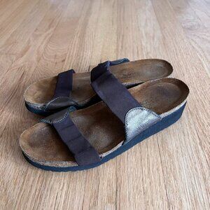 Naot Brown Stretch Double Strap Sandals Women's Size 38